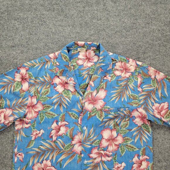 Royal Creations Hawaiian Shirt Mens Large Blue Floral Button Up Beach Casual - Picture 2 of 8